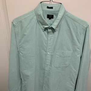 J Crew Oxford Long Sleeve Light Green Button Down